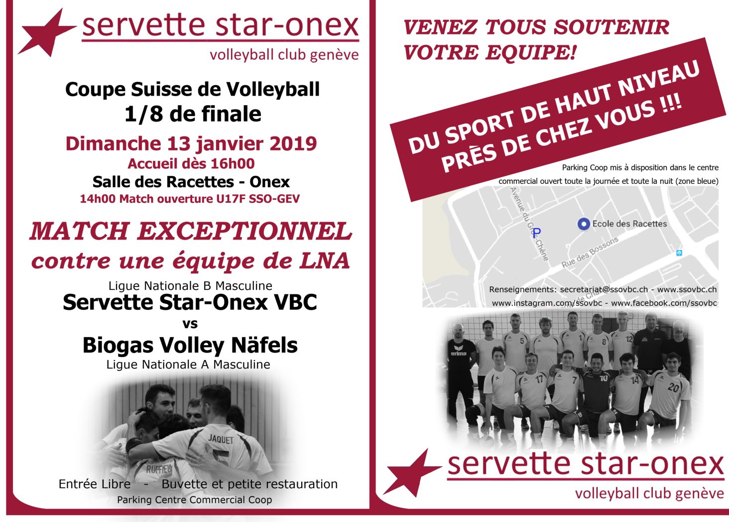 Match 8ème de Finale Coupe Suisse à Genève