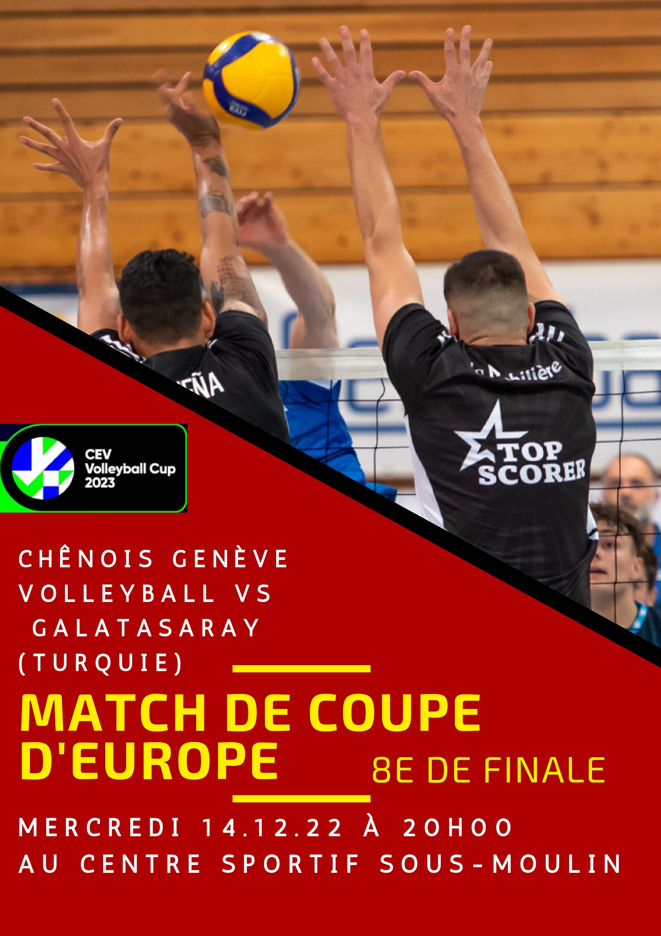 Coupe d&rsquo;Europe : Chênois – Galatasaray Istanbul le mercredi 14-12-22